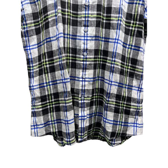 Rodd and Gunn Shirt Mens L Sports Fit Plaid Italian Linen Short Sleeve Button Up - Picture 5 of 13